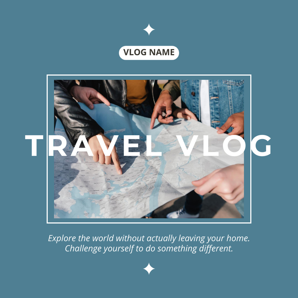 Travel Channel Ad with People Watching Map  Instagram Modelo de Design