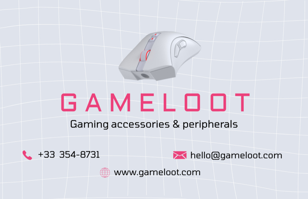 Game Equipment Store Ad with Computer Mouse Business Card 85x55mm Šablona návrhu