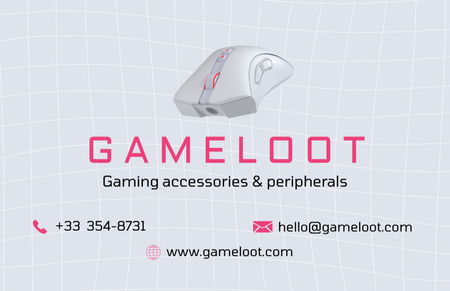 Game Equipment Store Ad with Computer Mouse Business Card 85x55mm Design Template