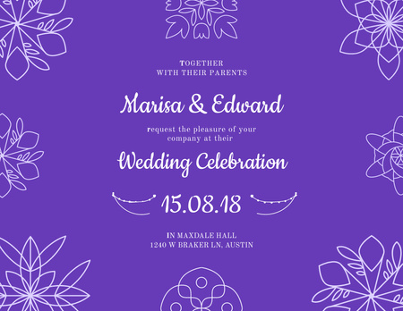 Wedding Invitation with Flowers on wooden background Flyer 8.5x11in Horizontal tervezősablon