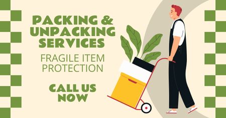 Offer of Protective Packing for Fragile Items Facebook AD Design Template