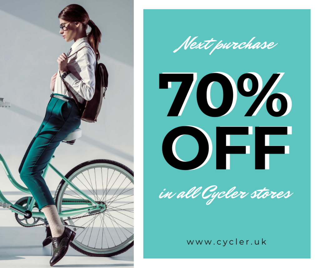 Template di design Bicycles sale with Girl on bike Facebook