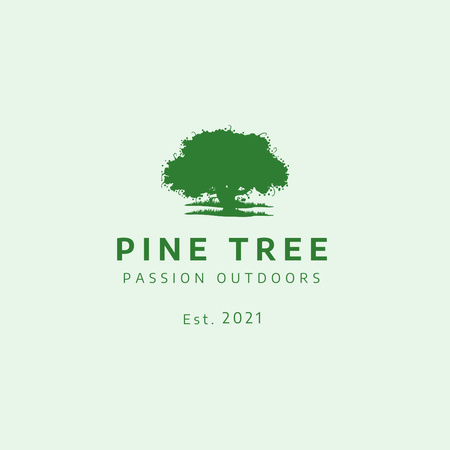 Company Logo with Green Tree Silhouette Logo 1080x1080px Design Template