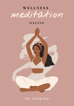 Online Meditation Announcement Poster 28x40in Design Template