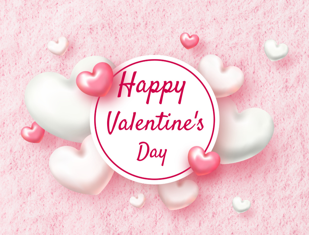 Plantilla de diseño de Happy Valentine's Day Wish With Plenty Of Hearts Postcard 4.2x5.5in 