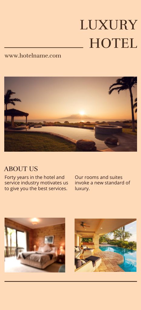 Luxury Hotel Ad on Tropical Island Flyer 3.75x8.25in Design Template