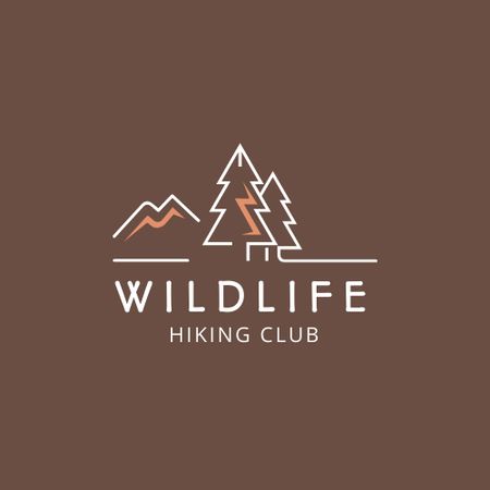 Hiking Club Emblem with Trees Logo Design Template