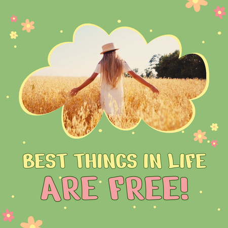 Uplifting Quote About Enjoying With Girl In Field Animated Post Design Template