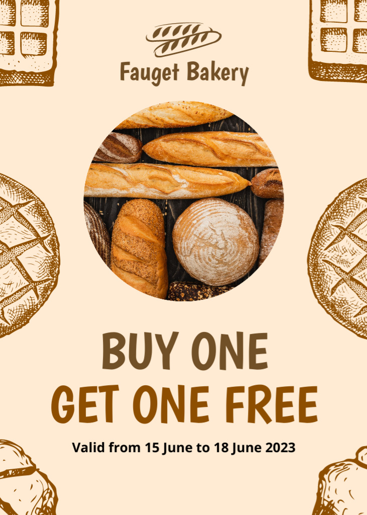 Designvorlage Free Bread Offer für Flayer