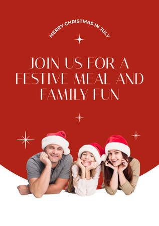 Invitation to Christmas Family Party with Delicious Meal Flyer A5 Design Template