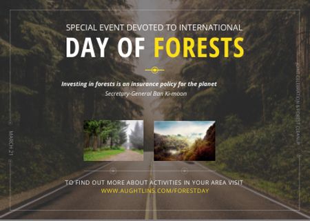 Plantilla de diseño de International Day of Forests Event Forest Road View Postcard 