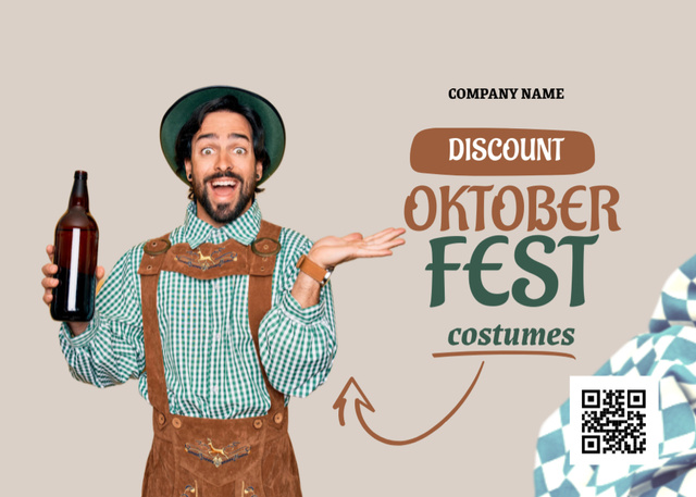 Oktoberfest Costumes Offer Ad Postcard 5x7in Modelo de Design