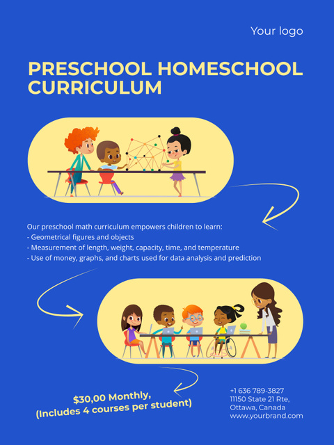 Personalized Homeschooling Program Offer on Blue Poster 36x48in Πρότυπο σχεδίασης
