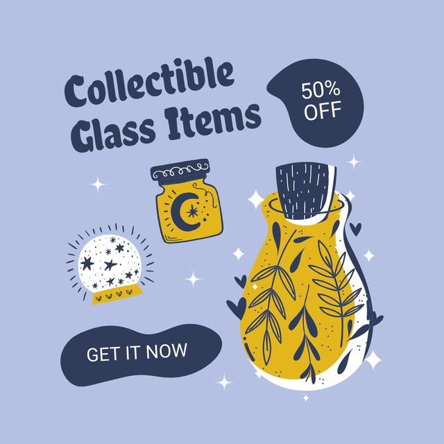 Collectible Glass Items Animated Post tervezősablon
