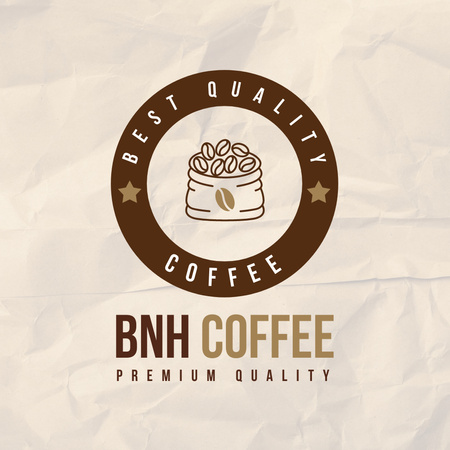 Coffee Shop Ad with Beans in Bag Logo Design Template