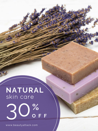 Natural skincare sale with lavender Soap Poster US Πρότυπο σχεδίασης