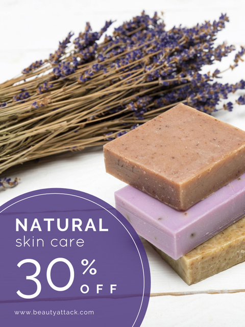 Natural skincare sale with lavender Soap Poster USデザインテンプレート