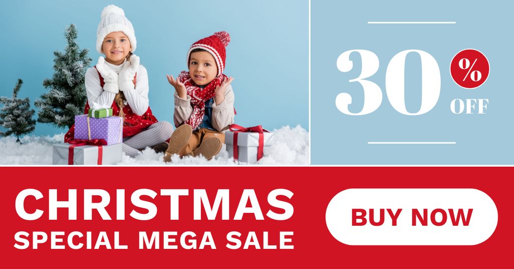 Special Mega Sale of Christmas Gifts for Kids Facebook AD Design Template
