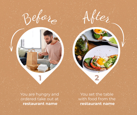 Template di design Offerta di consegna cibo al ristorante Facebook