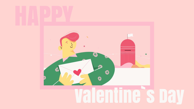 Platilla de diseño Man celebrates Valentine's Day and sending Love Letters Full HD video