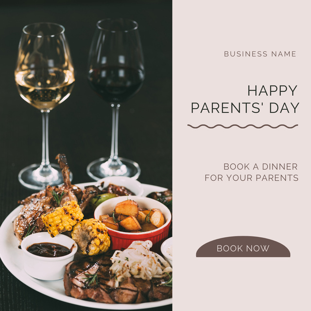 Designvorlage Happy Parents' Day Dinner With Booking für Instagram