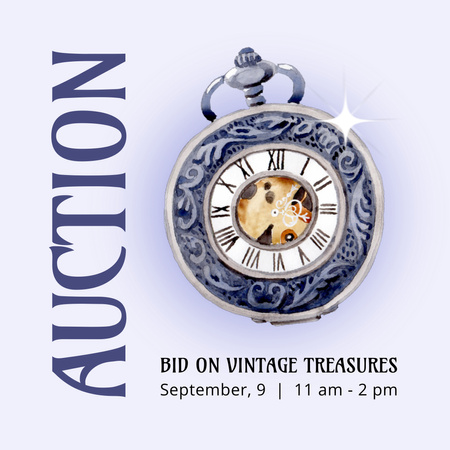 Vzrušující vyhlášení aukce starožitností v září Animated Post Šablona návrhu