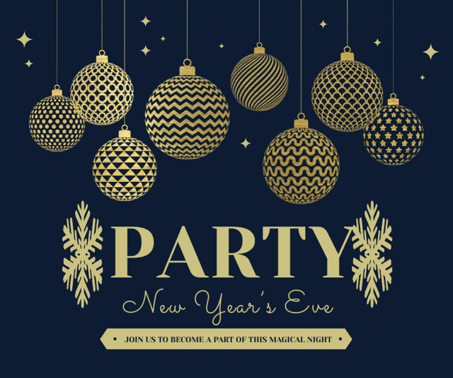 Template di design New Year Party Celebration Invitation on Blue Medium Rectangle