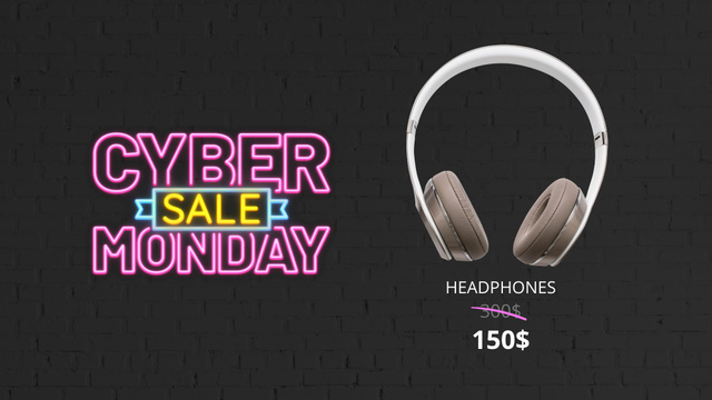 Cyber Monday Sale of Various Headphones Full HD video Tasarım Şablonu