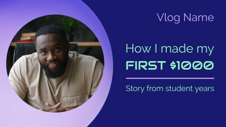 Nuori afroamerikkalainen mies jakaa liiketoiminnan menestystarinan YouTube intro Design Template