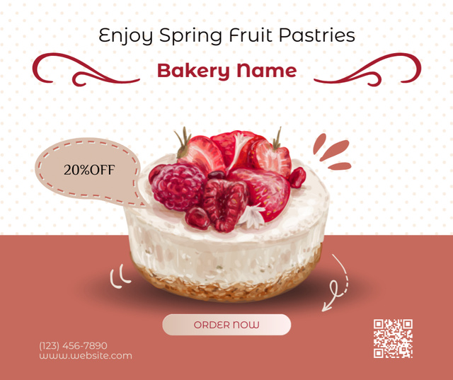 Spring Sale Fruit Cakes Facebookデザインテンプレート