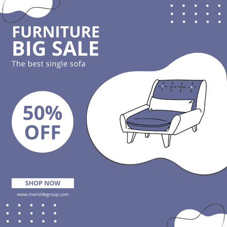 Designvorlage Großer Verkauf von Möbeln Violet Illustriert für Instagram