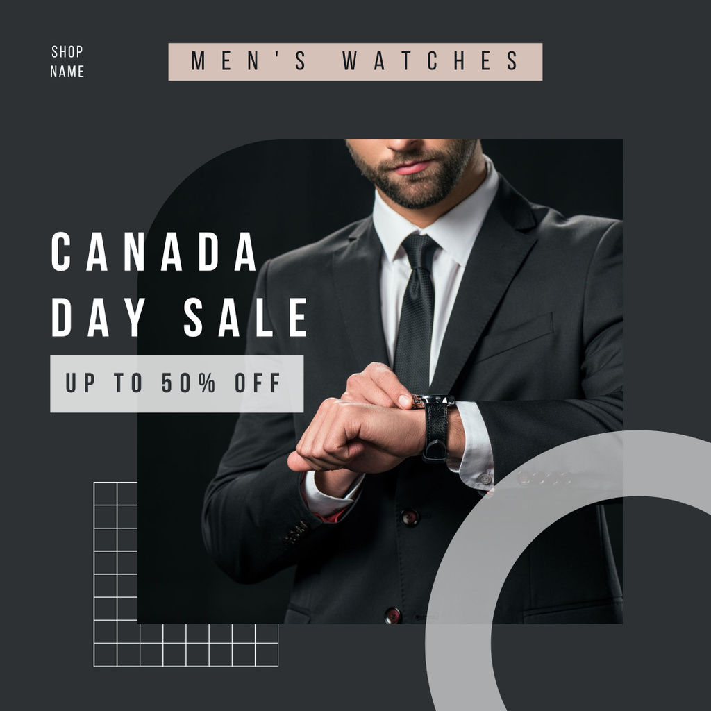 Ontwerpsjabloon van Instagram van Joyful Canada Day Sale Event Notification