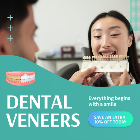 High-quality Dental Veneers Offer WIth Discount Animated Post Design Template