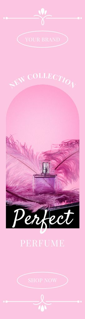 Designvorlage Elegant Perfume with Pink Feathers für Skyscraper