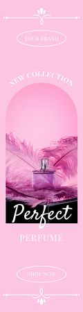 Elegant Perfume with Pink Feathers Skyscraper Design Template