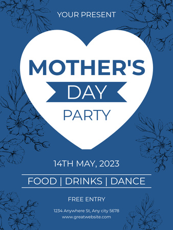 Объявление о вечеринке в честь Дня матери Poster US – шаблон для дизайна