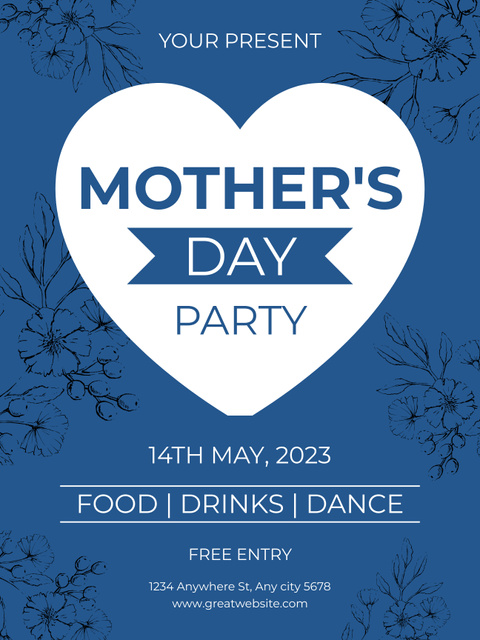 Mother's Day Party Announcement Poster US Design Template