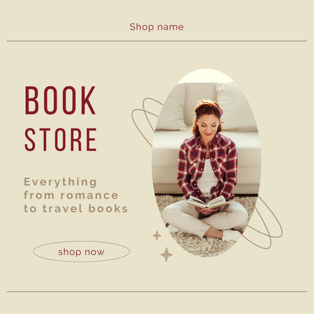 Livros de romance a viagens em nossa loja Instagram Modelo de Design