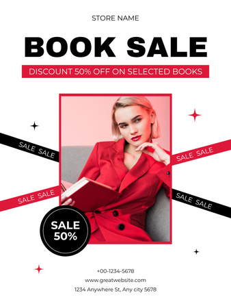 Detective Books Sale Offer Poster US – шаблон для дизайна