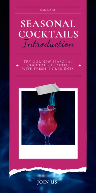 Introducing Seasonal Cocktails with Fresh Ingredients Graphic Šablona návrhu