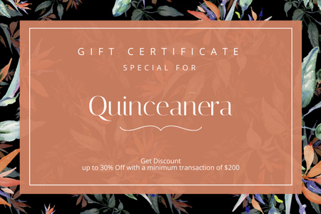 Services Offer Brown Frame of Flowers Gift Certificate Design Template