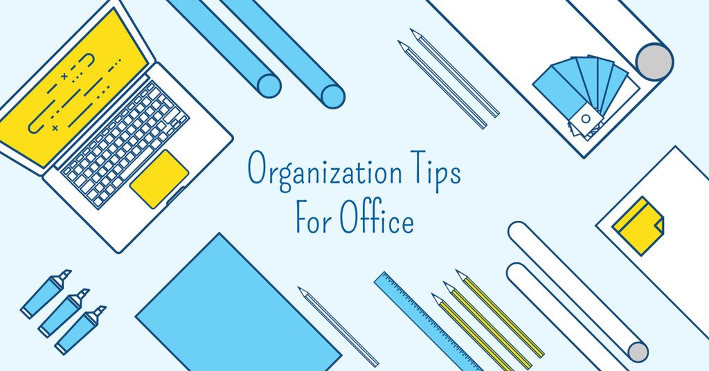 Organization tips for office with Stationery on Workplace Facebook AD Design Template