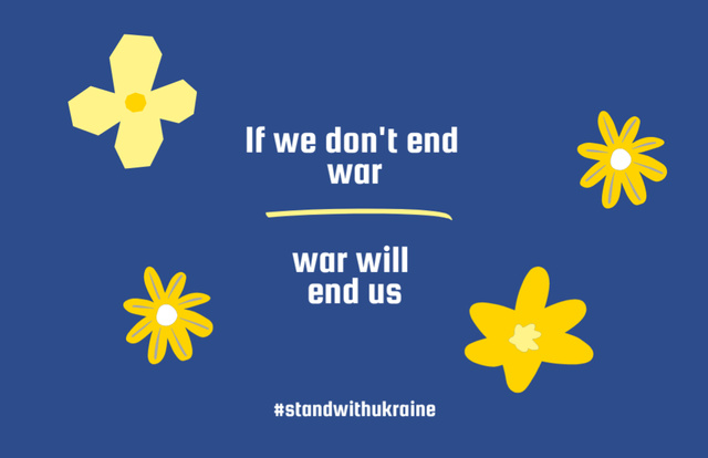Motivational Quote Against War on Blue Flyer 5.5x8.5in Horizontal Design Template