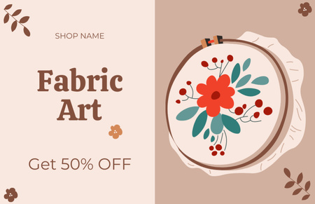 Fabric Art and Embroidery Items Sale Thank You Card 5.5x8.5in – шаблон для дизайну