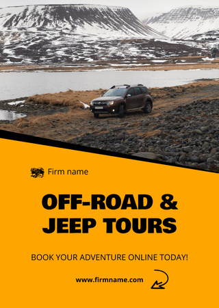 Off-Road Jeep Tours Offer Postcard A6 Vertical Design Template