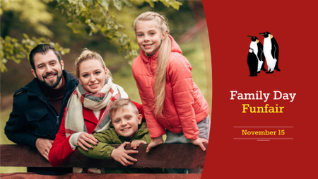 Family Day Announcement with Parents and Kids FB event cover Design Template