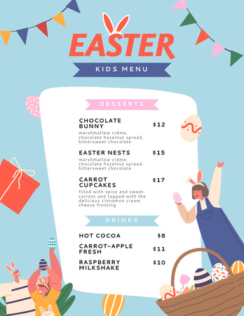 Platilla de diseño Easter Meals List for Kids Menu 8.5x11in