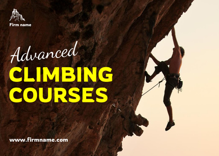 Climbing Courses Ad Postcard Design Template