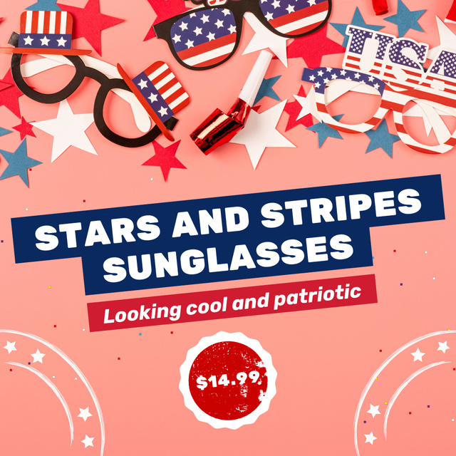 Plantilla de diseño de Offer of Patriotic Accessories for Independence Day Animated Post 