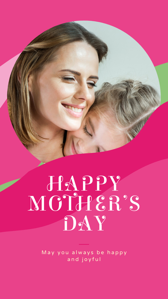 Happy Mother with Little Daughter on Mother's Day Instagram Story Design Template